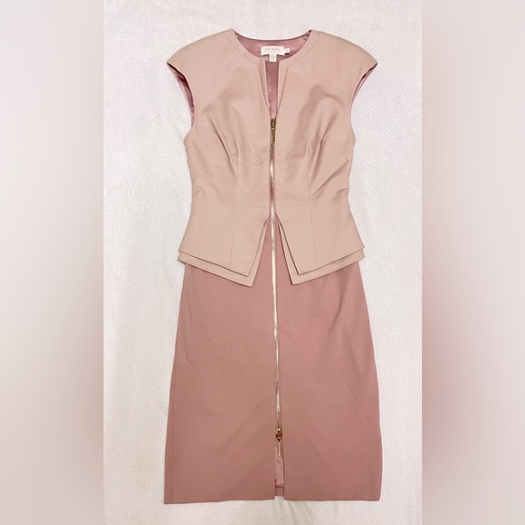 Ted Baker London Kwyli Structured Peplum Body-Con Sheath Zip Dress Blush Pink - Picture 3 of 11